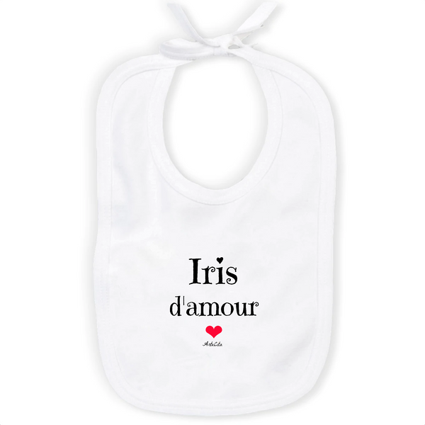 Bavoir - Iris d'amour - Coton Bio - Cadeau Original & Tendre - Cadeau Personnalisable - Cadeaux-Positifs.com -Unique-Blanc-