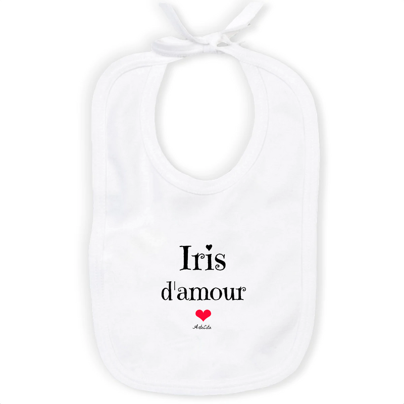 Cadeau anniversaire : Bavoir - Iris d'amour - Coton Bio - Cadeau Original & Tendre - Cadeau Personnalisable - Cadeaux-Positifs.com -Unique-Blanc-