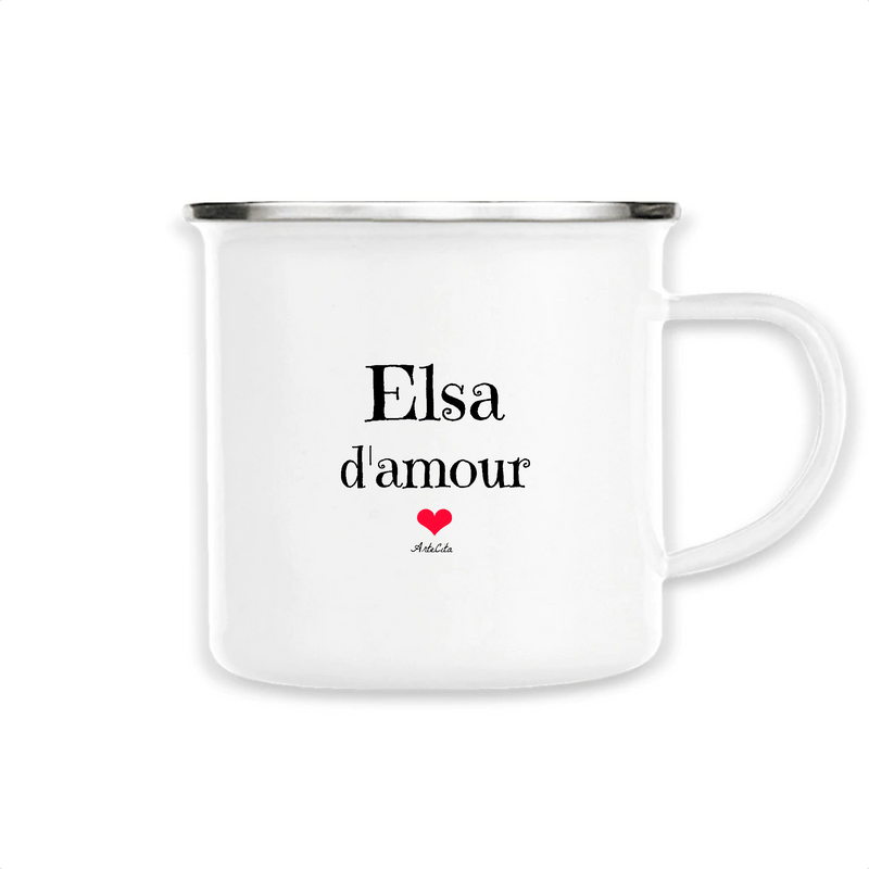 Cadeau anniversaire : Mug - Elsa d'amour - Métal émaillé - Cadeau Original & Tendre - Cadeau Personnalisable - Cadeaux-Positifs.com -Unique-Blanc-
