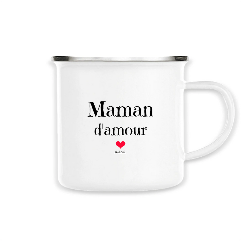 Cadeau anniversaire : Mug - Maman d'amour - Métal émaillé - Cadeau Original & Tendre - Cadeau Personnalisable - Cadeaux-Positifs.com -Unique-Blanc-