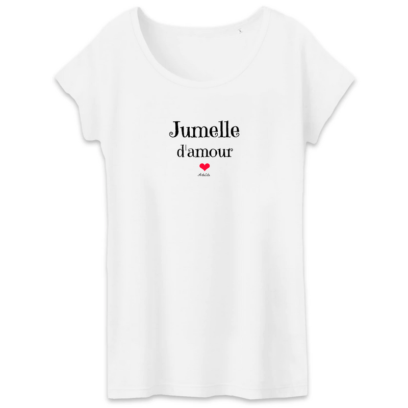 Cadeau anniversaire : T-Shirt - Jumelle d'amour - Coton Bio - 3 Coloris - Cadeau Original - Cadeau Personnalisable - Cadeaux-Positifs.com -XS-Blanc-