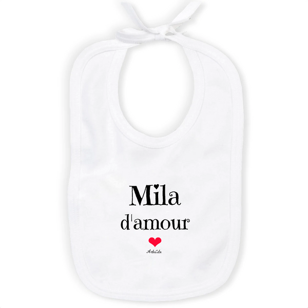 Bavoir - Mila d'amour - Coton Bio - Cadeau Original & Tendre - Cadeau Personnalisable - Cadeaux-Positifs.com -Unique-Blanc-
