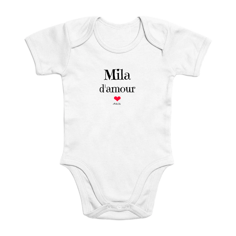 Cadeau anniversaire : Body - Mila d'amour - Coton Bio - Cadeau Original & Tendre - Cadeau Personnalisable - Cadeaux-Positifs.com -0-3 Mois-Blanc-