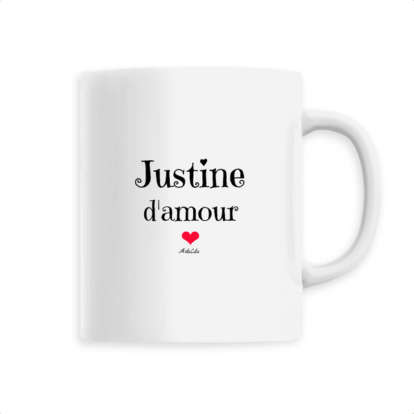 Mug - Justine d'amour - 6 Coloris - Cadeau Original & Tendre - Cadeau Personnalisable - Cadeaux-Positifs.com -Unique-Blanc-