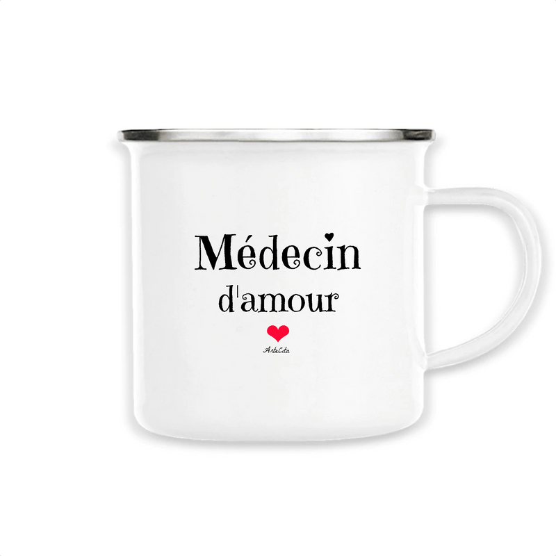 Cadeau anniversaire : Mug - Médecin d'amour - Métal émaillé - Cadeau Original & Tendre - Cadeau Personnalisable - Cadeaux-Positifs.com -Unique-Blanc-