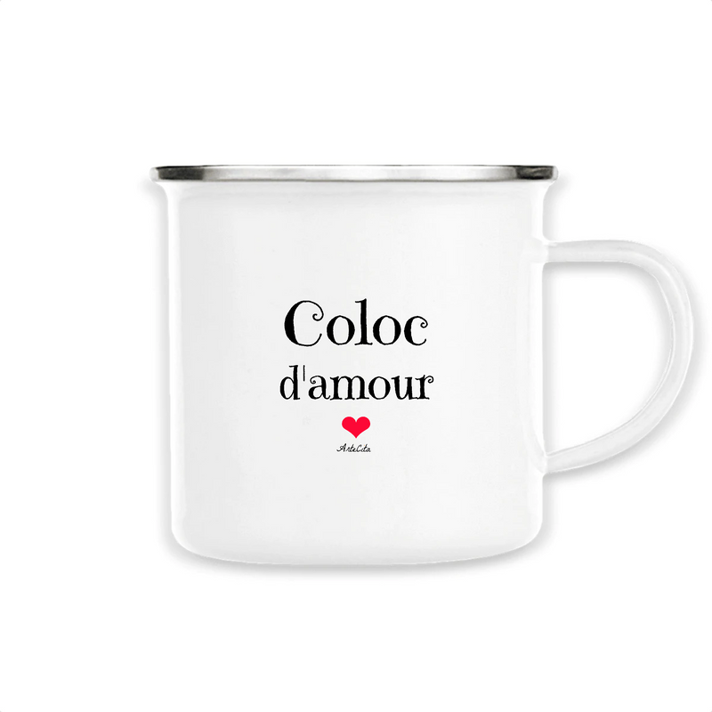 Cadeau anniversaire : Mug - Coloc d'amour - Métal émaillé - Cadeau Original & Tendre - Cadeau Personnalisable - Cadeaux-Positifs.com -Unique-Blanc-