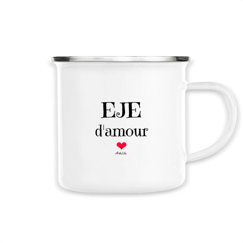 Cadeau anniversaire : Mug - EJE d'amour - Métal émaillé - Cadeau Original & Tendre - Cadeau Personnalisable - Cadeaux-Positifs.com -Unique-Blanc-