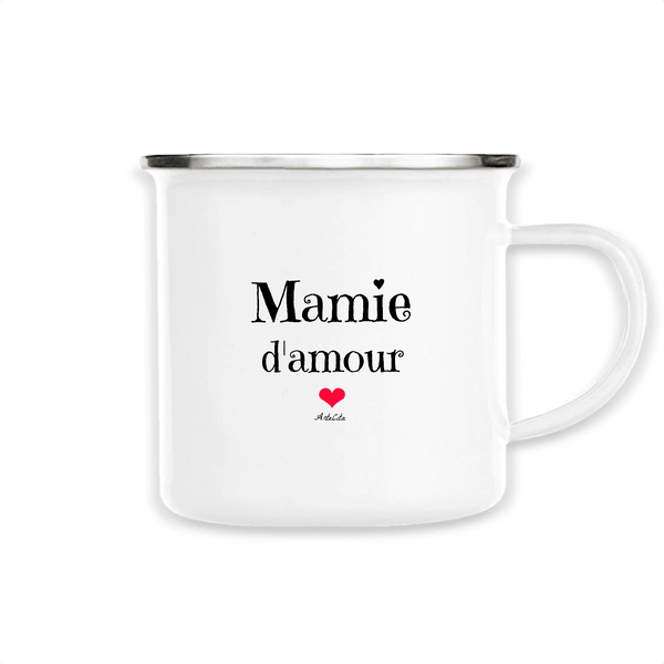 Mug - Mamie d'amour - Métal émaillé - Cadeau Original & Tendre - Cadeau Personnalisable - Cadeaux-Positifs.com -Unique-Blanc-