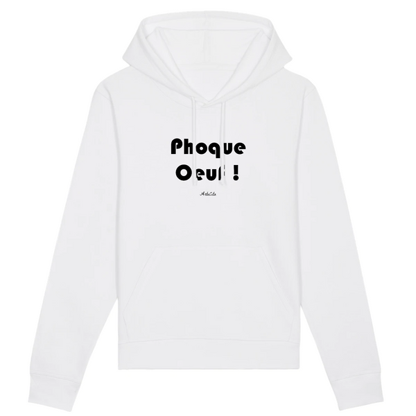 Sweat à Capuche - Phoque Oeuf - Coton Bio - 5 Coloris - Humour - Cadeau Personnalisable - Cadeaux-Positifs.com -XS-Blanc-