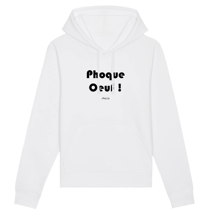 Cadeau anniversaire : Sweat à Capuche - Phoque Oeuf - Coton Bio - 5 Coloris - Humour - Cadeau Personnalisable - Cadeaux-Positifs.com -XS-Blanc-