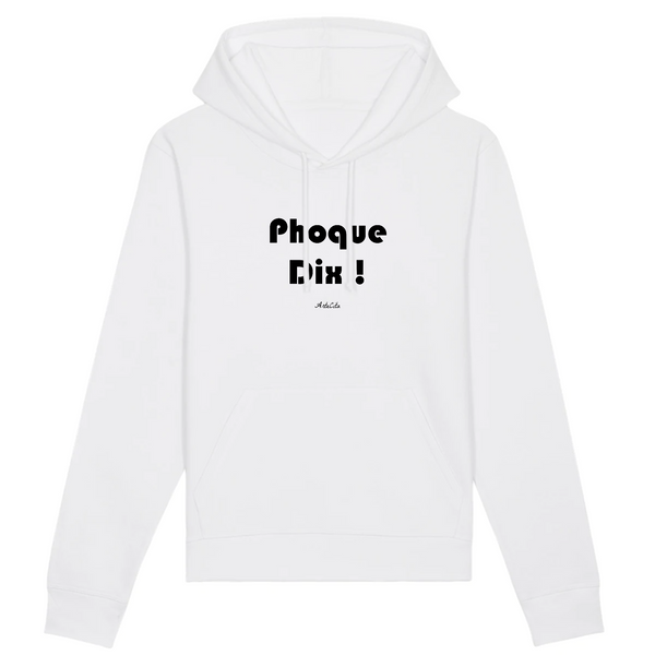 Sweat à Capuche - Phoque Dix - Coton Bio - 5 Coloris - Humour - Cadeau Personnalisable - Cadeaux-Positifs.com -XS-Blanc-