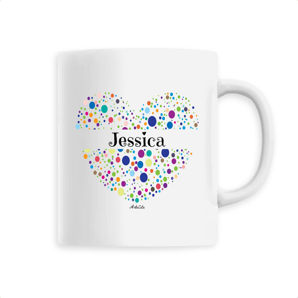 Mug - Jessica (Coeur) - 6 Coloris - Cadeau Unique & Tendre - Cadeau Personnalisable - Cadeaux-Positifs.com -Unique-Blanc-