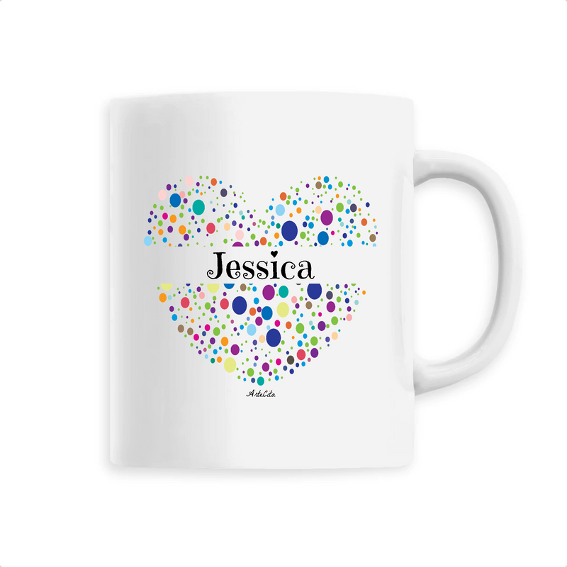Cadeau anniversaire : Mug - Jessica (Coeur) - 6 Coloris - Cadeau Unique & Tendre - Cadeau Personnalisable - Cadeaux-Positifs.com -Unique-Blanc-