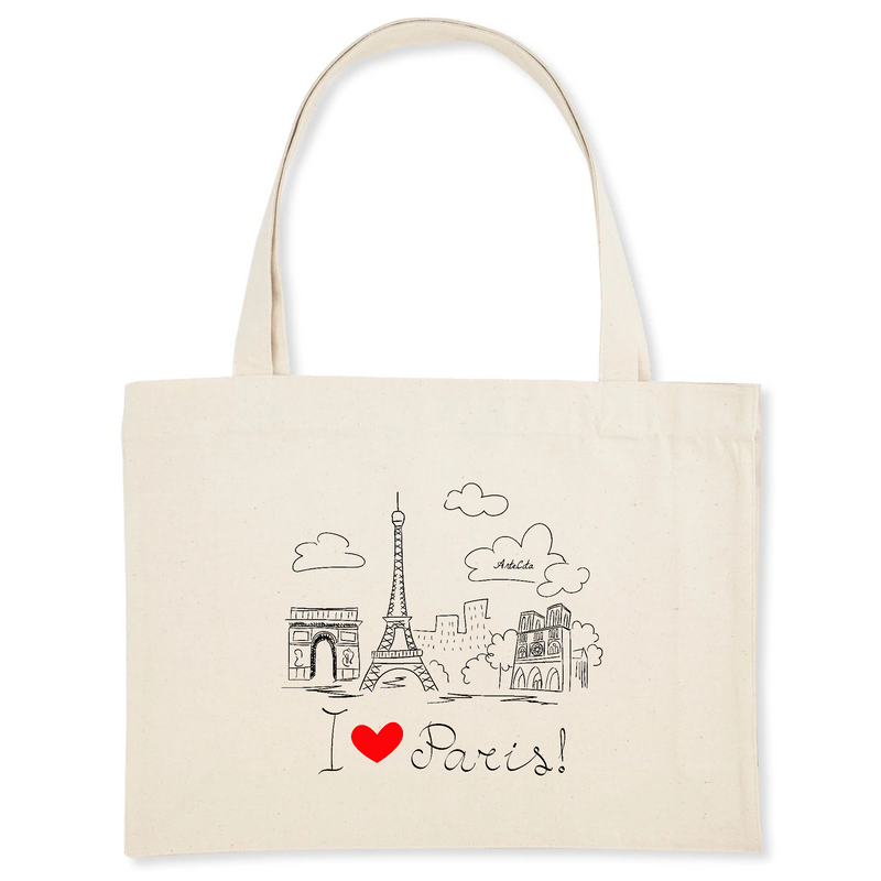 Cadeau anniversaire : Grand Cabas - I Love Paris - Matières recyclées - Cadeau Original - Cadeau Personnalisable - Cadeaux-Positifs.com -Unique-Blanc-