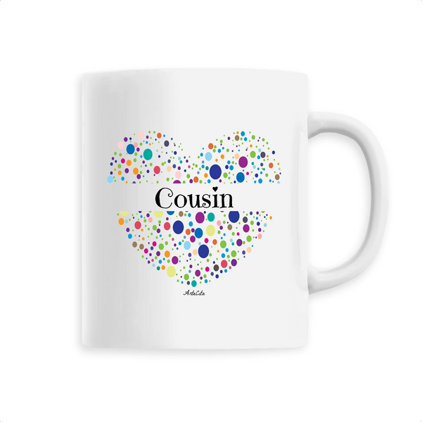 Mug - Cousin (Coeur) - 6 Coloris - Cadeau Unique & Tendre - Cadeau Personnalisable - Cadeaux-Positifs.com -Unique-Blanc-