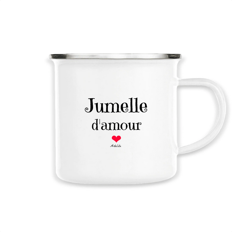 Cadeau anniversaire : Mug - Jumelle d'amour - Métal émaillé - Cadeau Original & Tendre - Cadeau Personnalisable - Cadeaux-Positifs.com -Unique-Blanc-