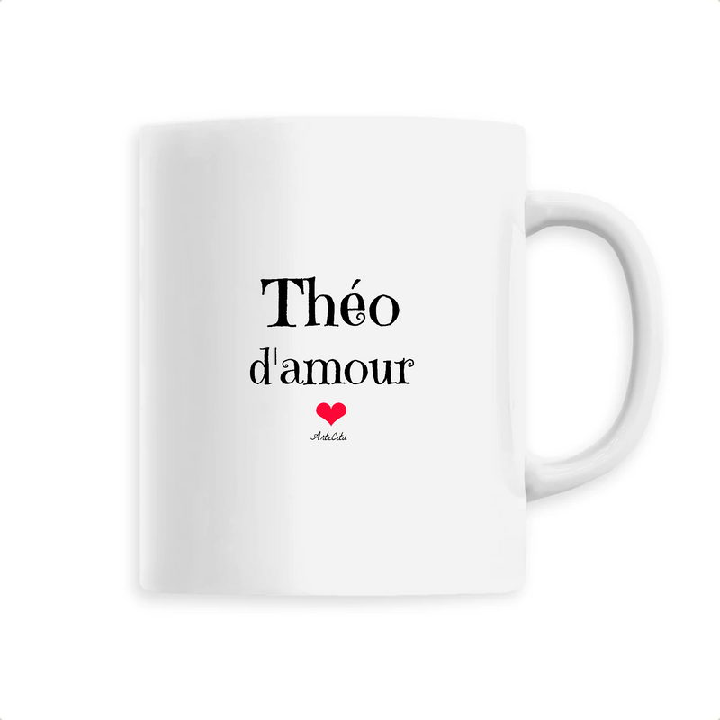 Cadeau anniversaire : Mug - Théo d'amour - 6 Coloris - Cadeau Original & Tendre - Cadeau Personnalisable - Cadeaux-Positifs.com -Unique-Blanc-