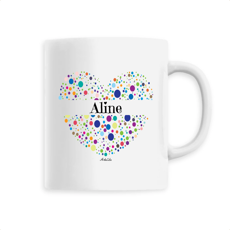 Cadeau anniversaire : Mug - Aline (Coeur) - 6 Coloris - Cadeau Unique & Tendre - Cadeau Personnalisable - Cadeaux-Positifs.com -Unique-Blanc-