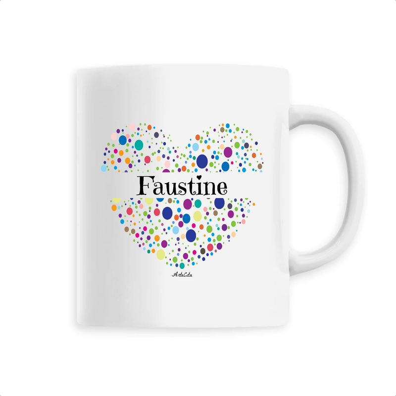 Cadeau anniversaire : Mug - Faustine (Coeur) - 6 Coloris - Cadeau Unique & Tendre - Cadeau Personnalisable - Cadeaux-Positifs.com -Unique-Blanc-