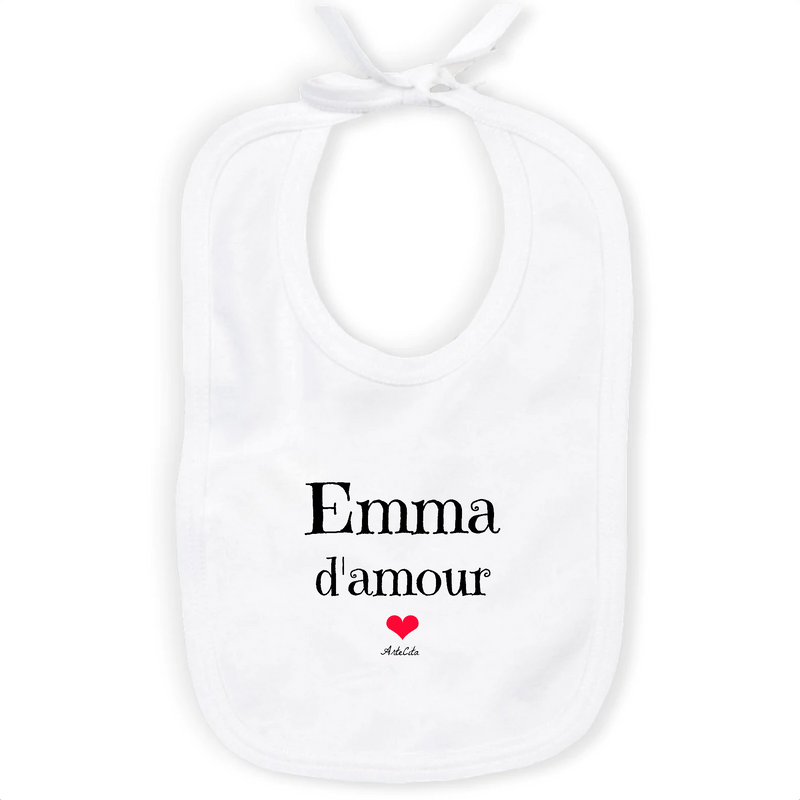 Cadeau anniversaire : Bavoir - Emma d'amour - Coton Bio - Cadeau Original & Tendre - Cadeau Personnalisable - Cadeaux-Positifs.com -Unique-Blanc-
