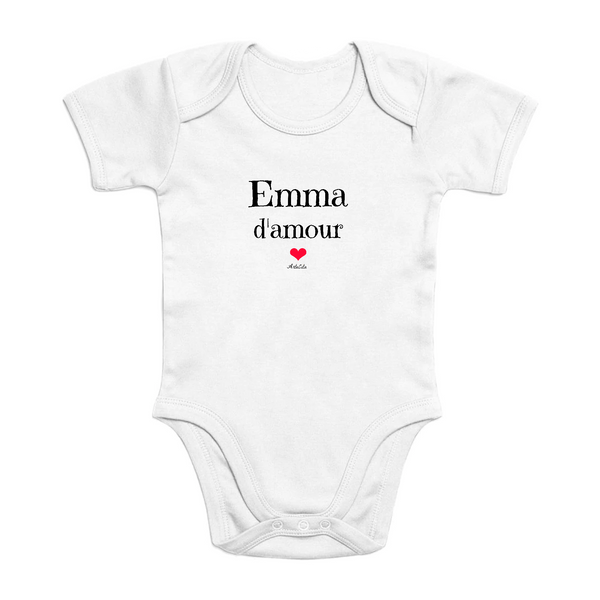 Body - Emma d'amour - Coton Bio - Cadeau Original & Tendre - Cadeau Personnalisable - Cadeaux-Positifs.com -0-3 Mois-Blanc-