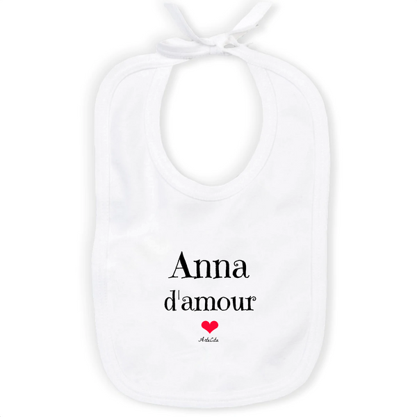 Bavoir - Anna d'amour - Coton Bio - Cadeau Original & Tendre - Cadeau Personnalisable - Cadeaux-Positifs.com -Unique-Blanc-
