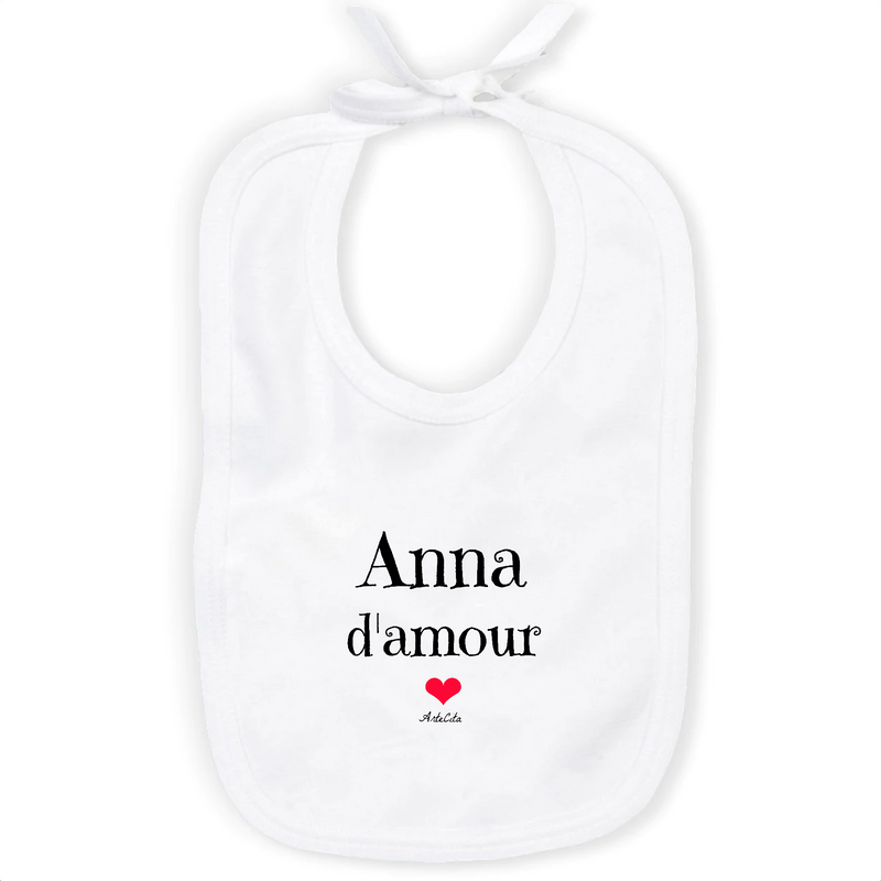 Cadeau anniversaire : Bavoir - Anna d'amour - Coton Bio - Cadeau Original & Tendre - Cadeau Personnalisable - Cadeaux-Positifs.com -Unique-Blanc-