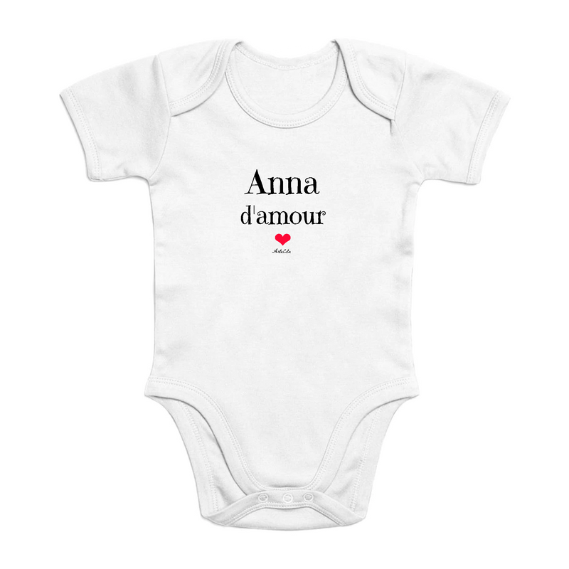 Cadeau anniversaire : Body - Anna d'amour - Coton Bio - Cadeau Original & Tendre - Cadeau Personnalisable - Cadeaux-Positifs.com -0-3 Mois-Blanc-