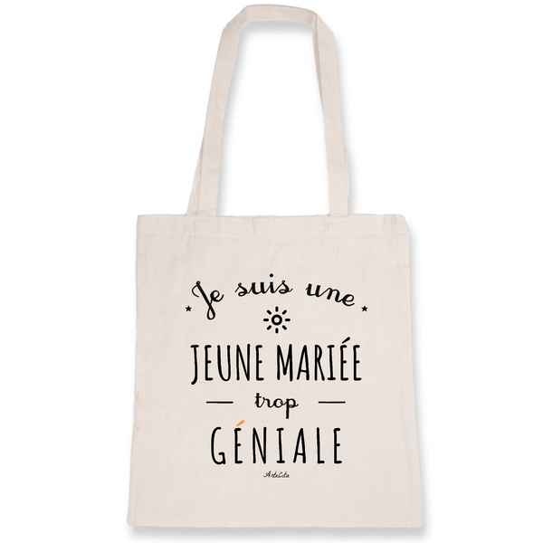 Tote Bag - Une Jeune Mariée trop Géniale - Coton Bio - Cadeau Original - Cadeau Personnalisable - Cadeaux-Positifs.com -Unique-Blanc-