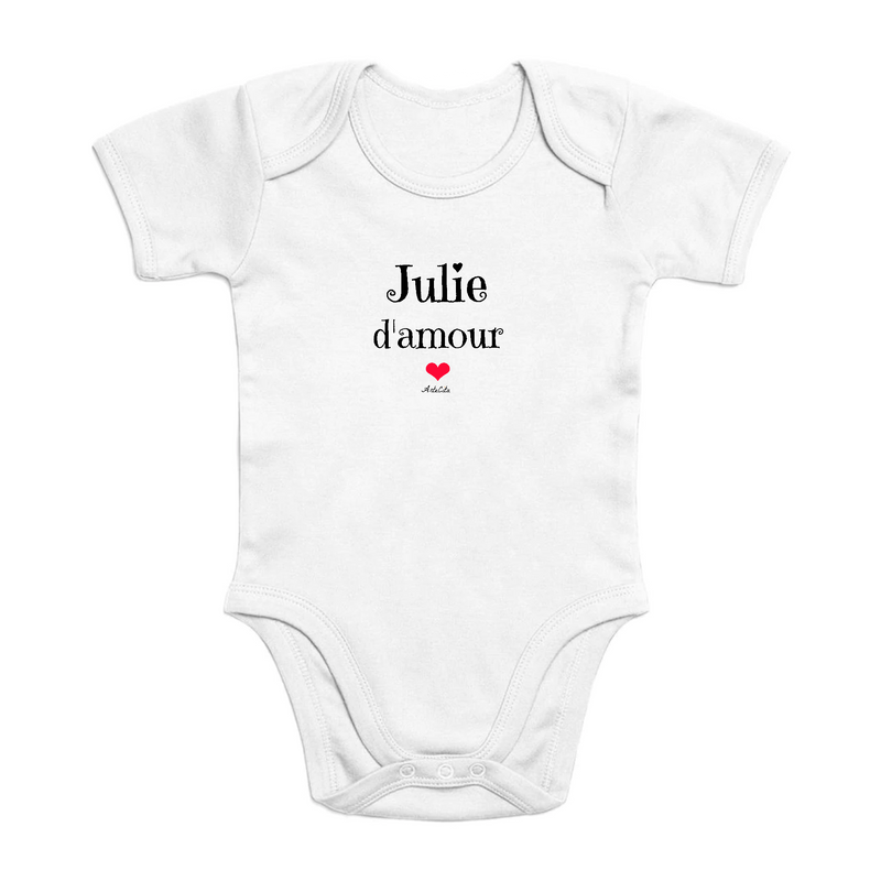 Cadeau anniversaire : Body - Julie damour - Coton Bio - Cadeau Original & Tendre - Cadeau Personnalisable - Cadeaux-Positifs.com -0-3 Mois-Blanc-