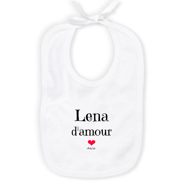 Bavoir - Lena d'amour - Coton Bio - Cadeau Original & Tendre - Cadeau Personnalisable - Cadeaux-Positifs.com -Unique-Blanc-
