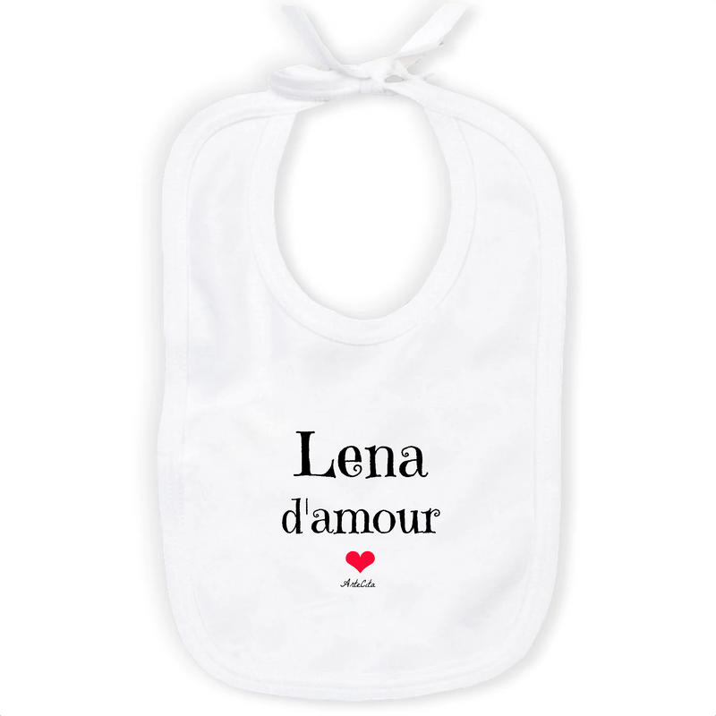 Cadeau anniversaire : Bavoir - Lena d'amour - Coton Bio - Cadeau Original & Tendre - Cadeau Personnalisable - Cadeaux-Positifs.com -Unique-Blanc-