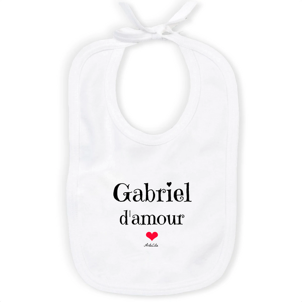 Bavoir - Gabriel d'amour - Coton Bio - Cadeau Original & Tendre - Cadeau Personnalisable - Cadeaux-Positifs.com -Unique-Blanc-