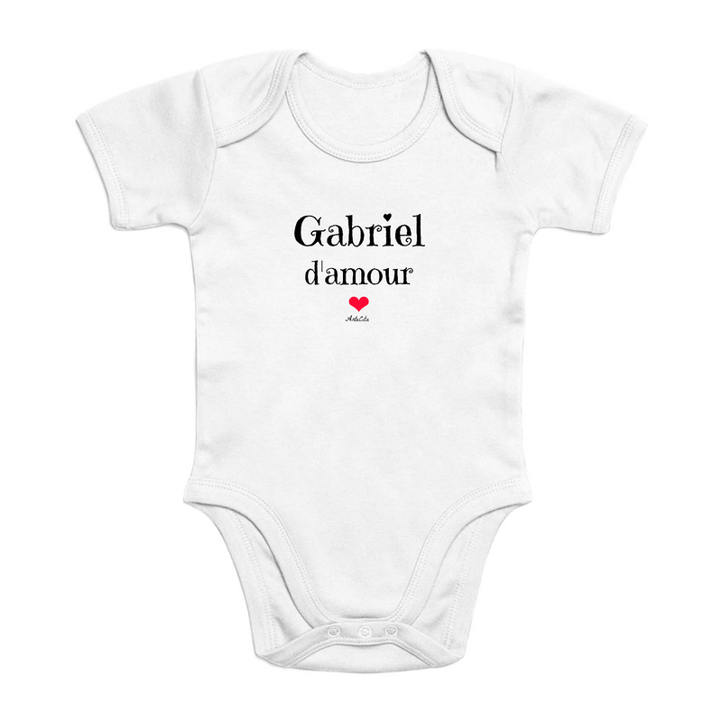 Cadeau anniversaire : Body - Gabriel d'amour - Coton Bio - Cadeau Original & Tendre - Cadeau Personnalisable - Cadeaux-Positifs.com -0-3 Mois-Blanc-