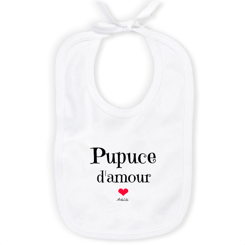 Cadeau anniversaire : Bavoir - Pupuce d'amour - Coton Bio - Cadeau Original & Tendre - Cadeau Personnalisable - Cadeaux-Positifs.com -Unique-Blanc-
