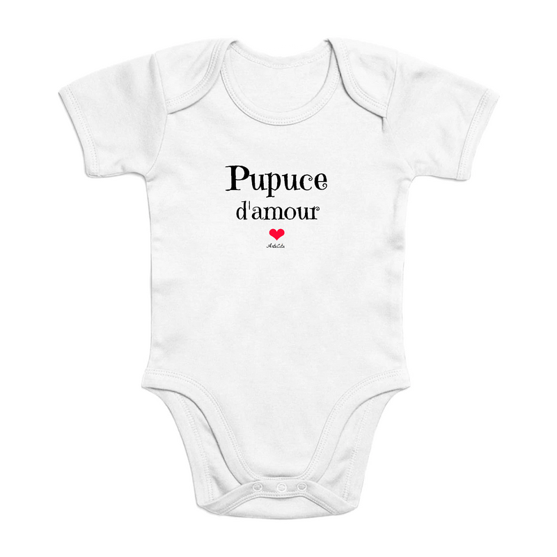 Cadeau anniversaire : Body - Pupuce d'amour - Coton Bio - Cadeau Original & Tendre - Cadeau Personnalisable - Cadeaux-Positifs.com -0-3 Mois-Blanc-