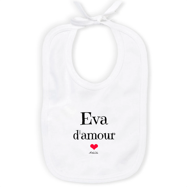 Bavoir - Eva d'amour - Coton Bio - Cadeau Original & Tendre - Cadeau Personnalisable - Cadeaux-Positifs.com -Unique-Blanc-