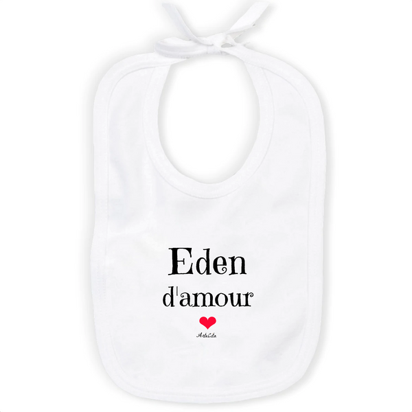 Bavoir - Eden d'amour - Coton Bio - Cadeau Original & Tendre - Cadeau Personnalisable - Cadeaux-Positifs.com -Unique-Blanc-
