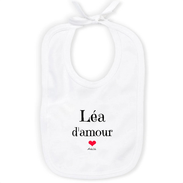 Bavoir - Léa d'amour - Coton Bio - Cadeau Original & Tendre - Cadeau Personnalisable - Cadeaux-Positifs.com -Unique-Blanc-