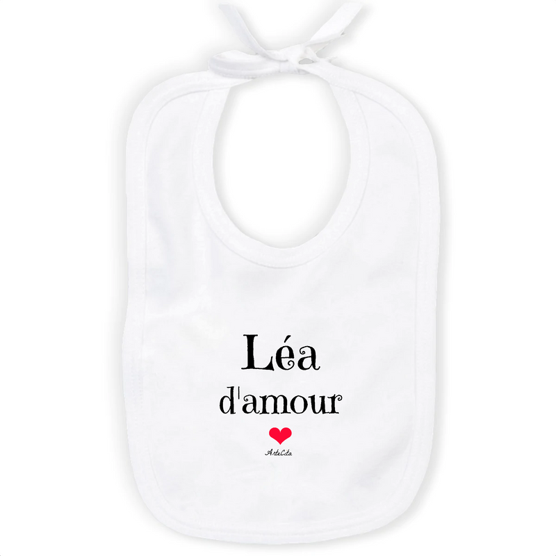 Cadeau anniversaire : Bavoir - Léa d'amour - Coton Bio - Cadeau Original & Tendre - Cadeau Personnalisable - Cadeaux-Positifs.com -Unique-Blanc-