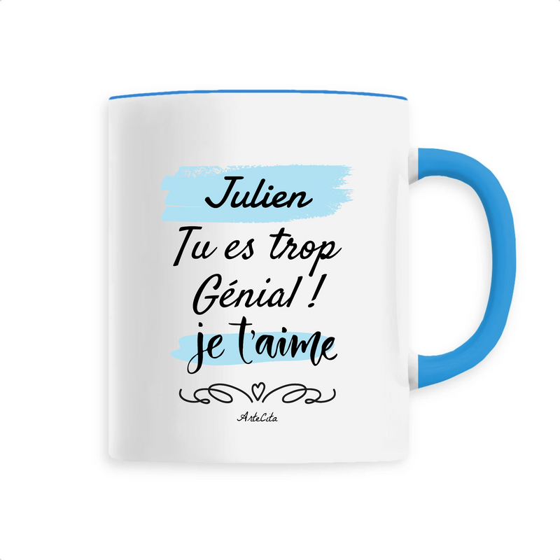 Cadeau anniversaire : Mug - Julien je t'aime - 6 Coloris - Cadeau Tendre - Cadeau Personnalisable - Cadeaux-Positifs.com -Unique-Bleu-