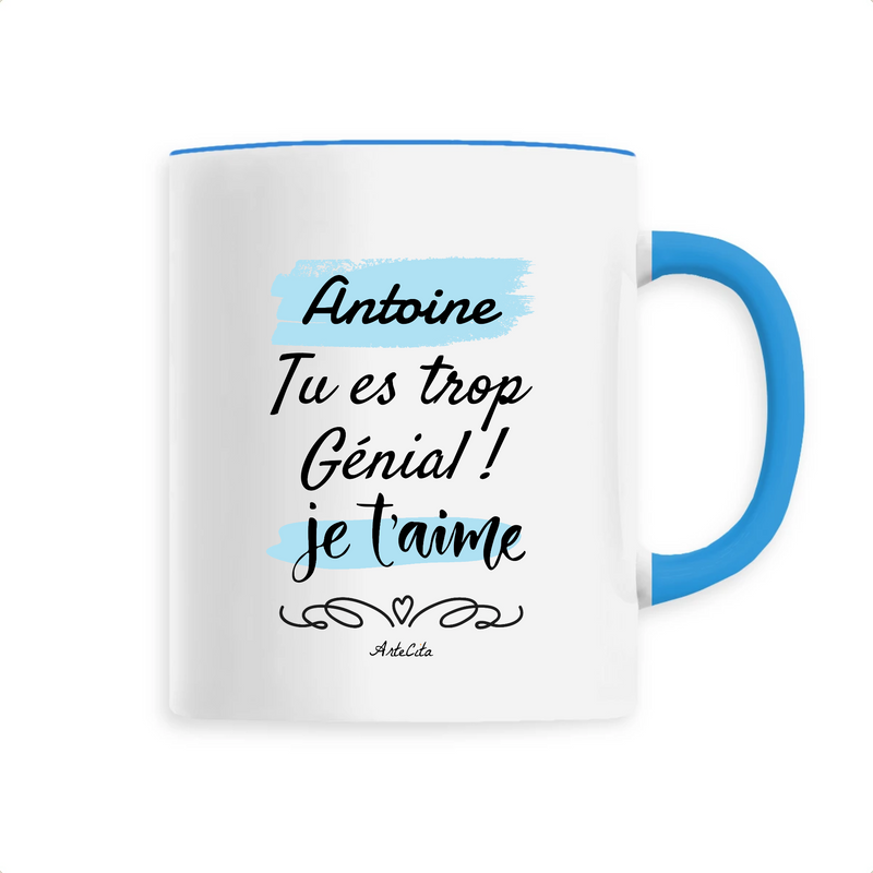 Cadeau anniversaire : Mug - Antoine je t'aime - 6 Coloris - Cadeau Tendre & Original - Cadeau Personnalisable - Cadeaux-Positifs.com -Unique-Bleu-