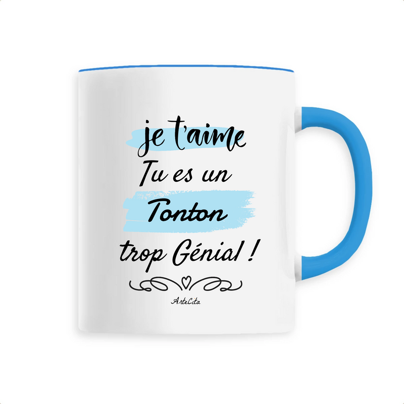 Cadeau anniversaire : Mug - Tonton je t'aime - 6 Coloris - Cadeau Original - Cadeau Personnalisable - Cadeaux-Positifs.com -Unique-Bleu-