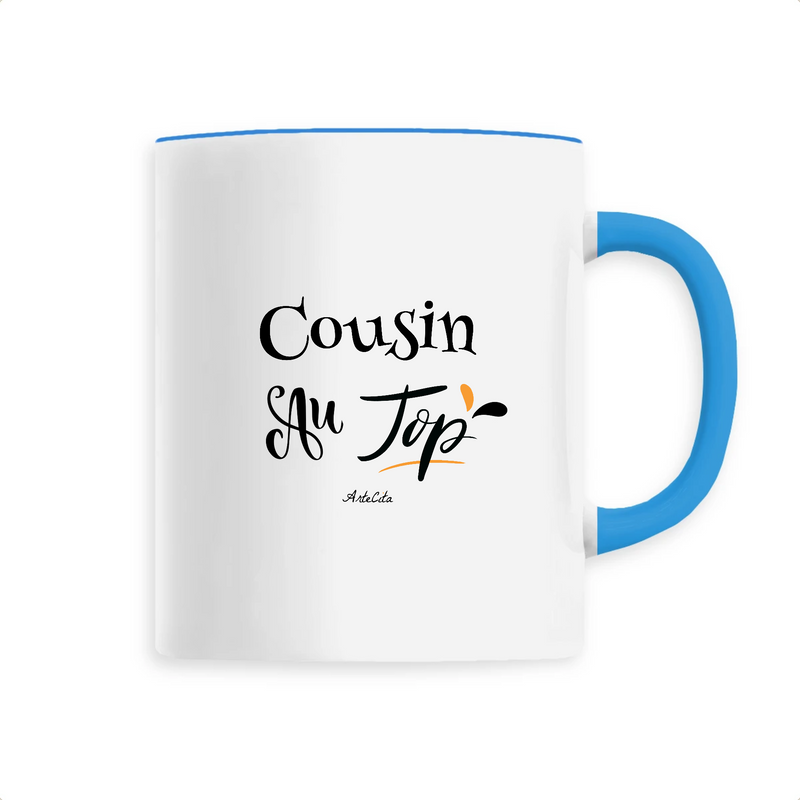 Cadeau anniversaire : Mug - Cousin au Top - 6 Coloris - Cadeau Original - Cadeau Personnalisable - Cadeaux-Positifs.com -Unique-Bleu-