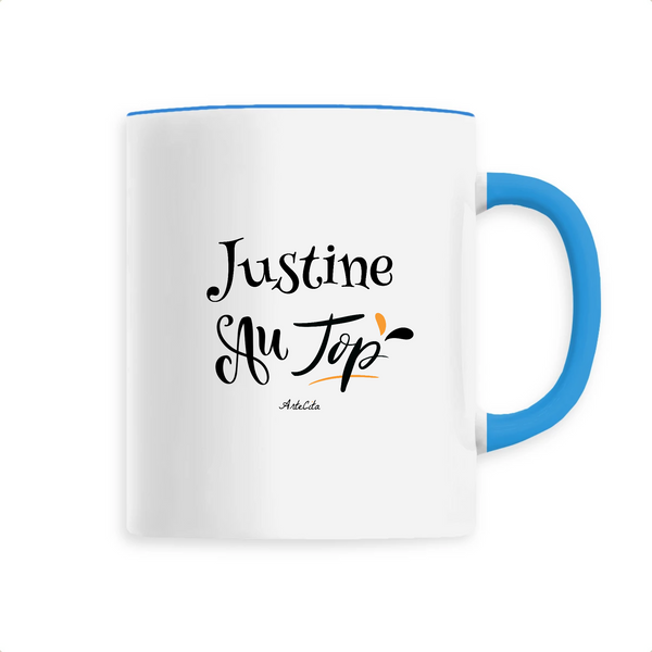 Mug - Justine au Top - 6 Coloris - Cadeau Original - Cadeau Personnalisable - Cadeaux-Positifs.com -Unique-Bleu-