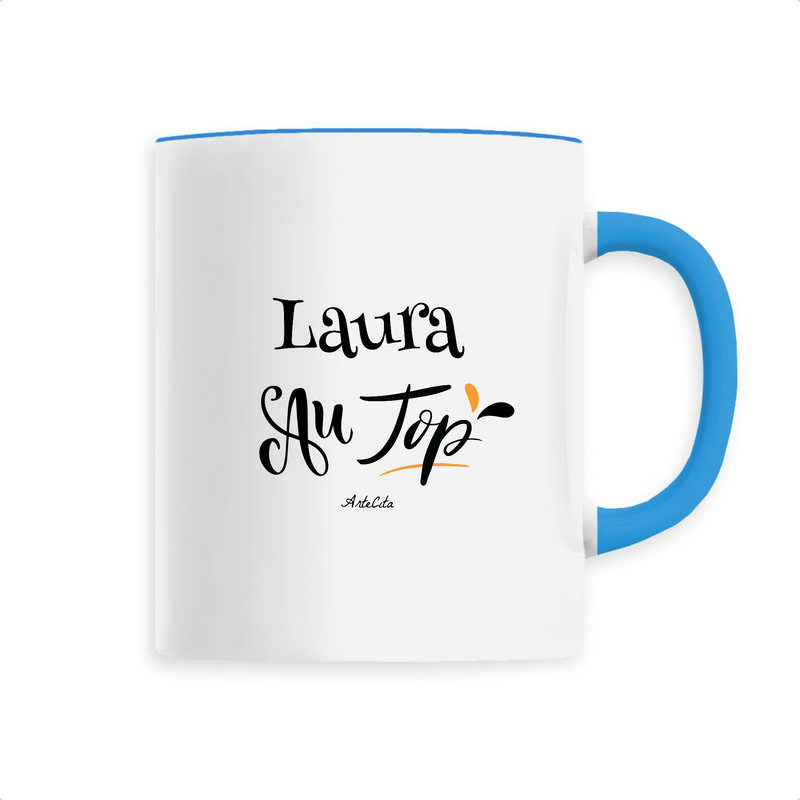 Cadeau anniversaire : Mug - Laura au Top - 6 Coloris - Cadeau Original - Cadeau Personnalisable - Cadeaux-Positifs.com -Unique-Bleu-