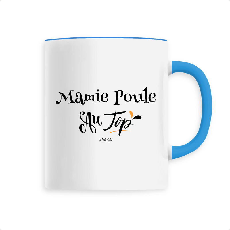 Cadeau anniversaire : Mug - Mamie Poule au Top - 6 Coloris - Cadeau Original - Cadeau Personnalisable - Cadeaux-Positifs.com -Unique-Bleu-
