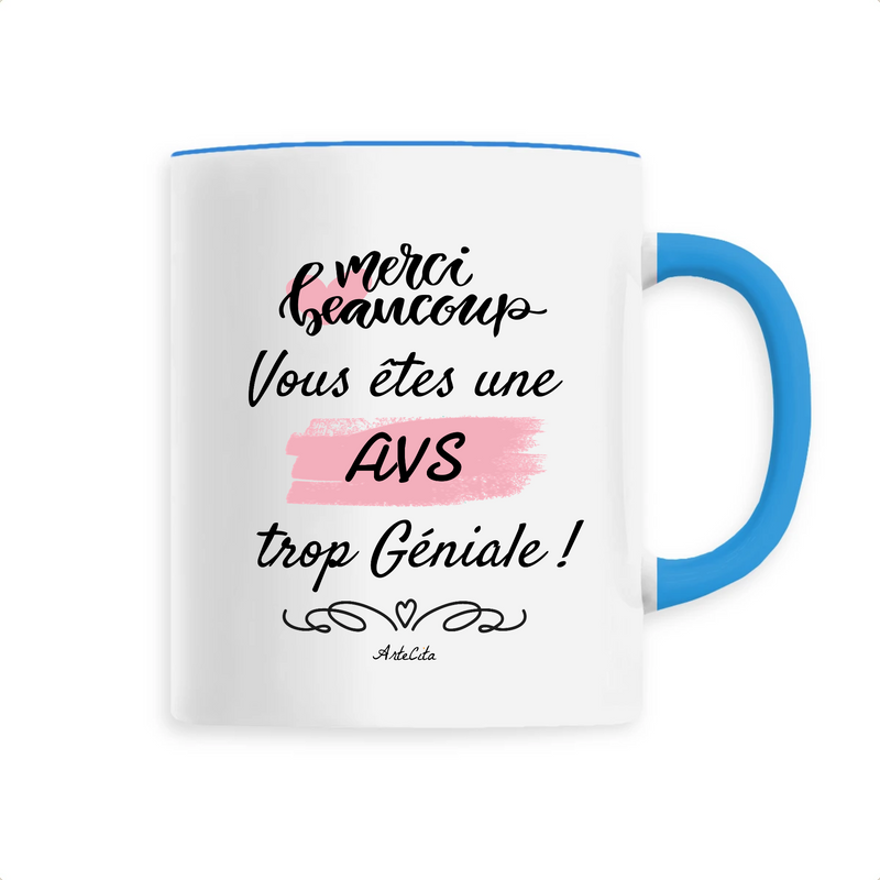 Cadeau anniversaire : Mug - Merci AVS - 6 Coloris - Cadeau Original - Cadeau Personnalisable - Cadeaux-Positifs.com -Unique-Bleu-