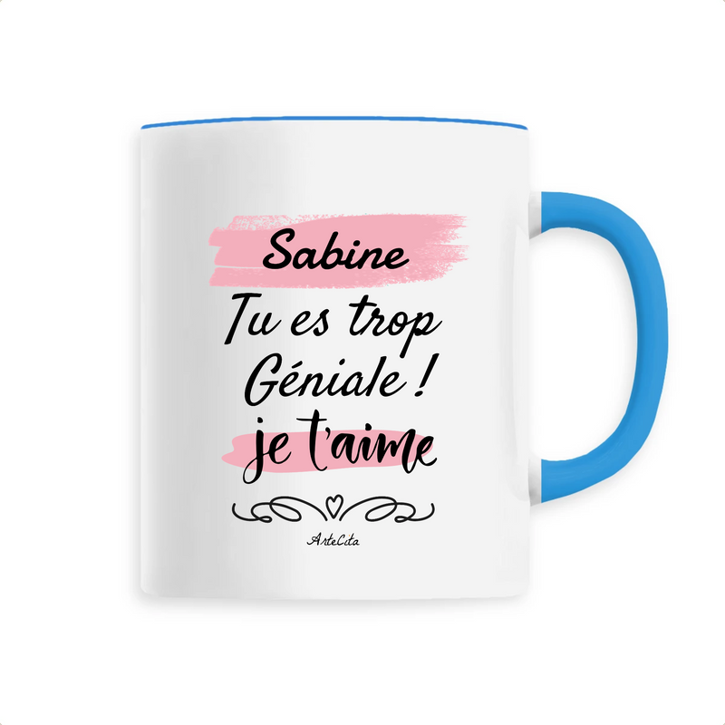 Cadeau anniversaire : Mug - Sabine je t'aime - 6 Coloris - Cadeau Tendre - Cadeau Personnalisable - Cadeaux-Positifs.com -Unique-Bleu-