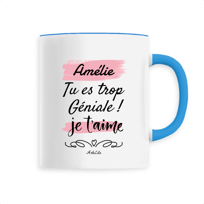 Cadeau anniversaire : Mug - Amélie je t'aime - 6 Coloris - Cadeau Tendre & Original - Cadeau Personnalisable - Cadeaux-Positifs.com -Unique-Bleu-